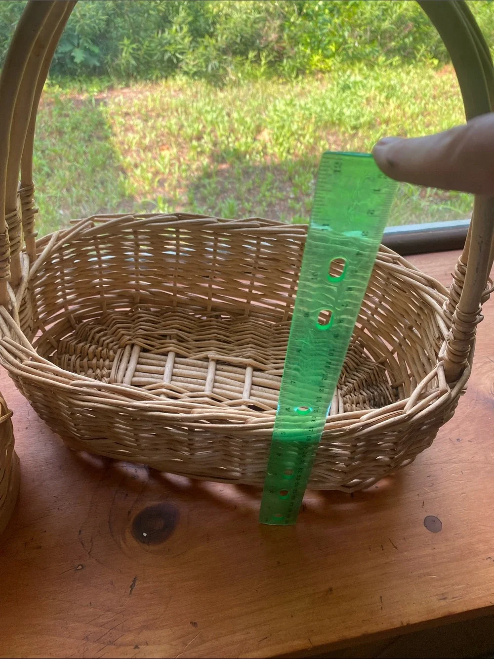 Woven Natural Rattan Basket with Handle - Natural Color